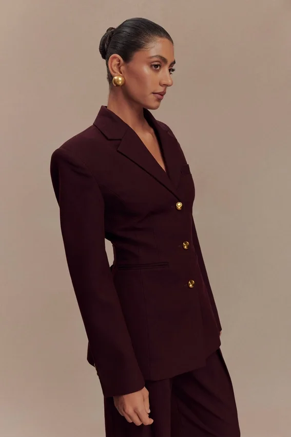 Bellamy Cinched Blazer – Mahogany Bellamy Cinched Blazer – Mahogany