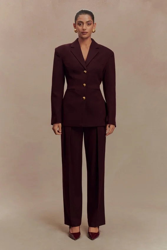 Bellamy Cinched Blazer – Mahogany Bellamy Cinched Blazer – Mahogany