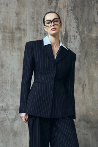 Bellamy Cinched Blazer – Navy Pinstripe