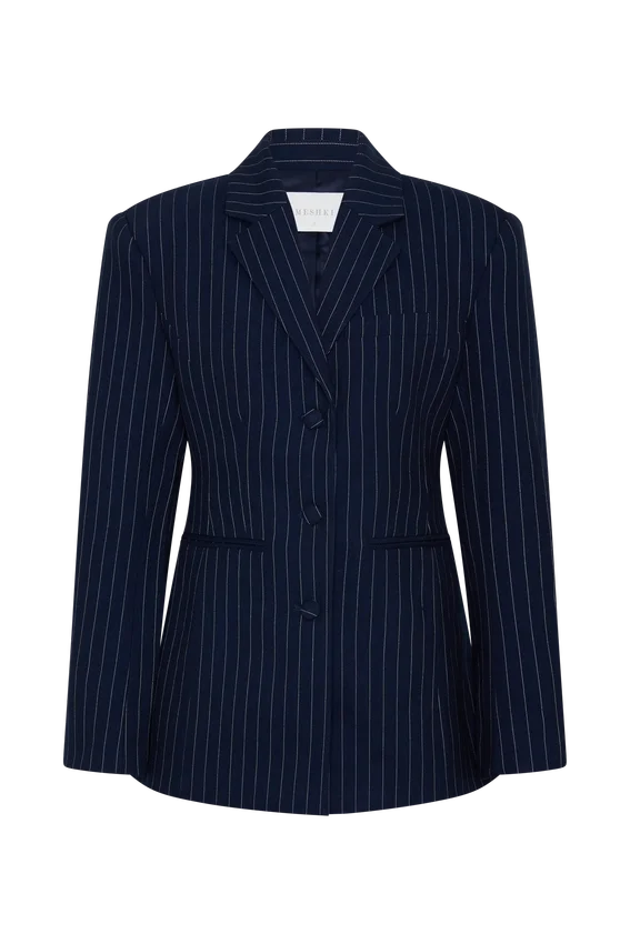 Bellamy Cinched Blazer – Navy Pinstripe Bellamy Cinched Blazer – Navy Pinstripe