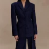 Bellamy Cinched Blazer – Navy Pinstripe Bellamy Cinched Blazer – Navy Pinstripe