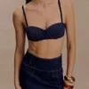 Belle Denim Cropped Bralette – Indigo Blue