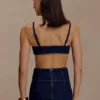 Belle Denim Cropped Bralette – Indigo Blue