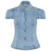 Bently Short Sleeve Denim Top – Washed Light Blue Bently Short Sleeve Denim Top – Washed Light Blue