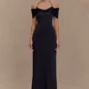 Bernadina Mesh And Slinky Halter Maxi Dress – Black Bernadina Mesh And Slinky Halter Maxi Dress – Black