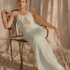 Beryl Slinky Maxi Dress With Pearls – Ivory Beryl Slinky Maxi Dress With Pearls – Ivory
