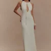 Beryl Slinky Maxi Dress With Pearls – Ivory Beryl Slinky Maxi Dress With Pearls – Ivory