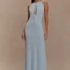 Beryl Slinky Maxi Dress With Pearls – Pale Blue Beryl Slinky Maxi Dress With Pearls – Pale Blue