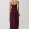 Bex Strapless Slinky Maxi Dress With Split – Burgundy Bex Strapless Slinky Maxi Dress With Split – Burgundy