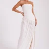 Bex Strapless Slinky Maxi Dress With Split – Ivory Bex Strapless Slinky Maxi Dress With Split – Ivory