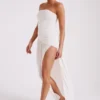 Bex Strapless Slinky Maxi Dress With Split – Ivory Bex Strapless Slinky Maxi Dress With Split – Ivory