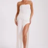 Bex Strapless Slinky Maxi Dress With Split – Ivory Bex Strapless Slinky Maxi Dress With Split – Ivory