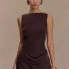 Bexley Draped Mini Dress – Dark Chocolate Bexley Draped Mini Dress – Dark Chocolate