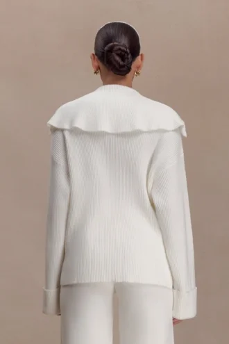 Bianka V Neck Knit Jumper – Off White