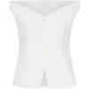 Billie Off Shoulder Sleeveless Button Top – White Billie Off Shoulder Sleeveless Button Top – White