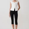 Billie Off Shoulder Sleeveless Button Top – White Billie Off Shoulder Sleeveless Button Top – White