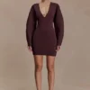Billy Balloon Sleeve Knit Mini Dress – Dark Chocolate Billy Balloon Sleeve Knit Mini Dress – Dark Chocolate