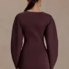 Billy Balloon Sleeve Knit Mini Dress – Dark Chocolate Billy Balloon Sleeve Knit Mini Dress – Dark Chocolate
