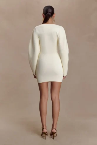 Billy Balloon Sleeve Knit Mini Dress – Ivory