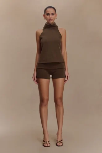 Birdie Fold Over Shorts – Chocolate