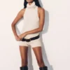 Birdie High Neck Sleeveless Top – Ivory