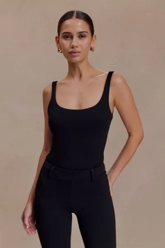 Blanca Stretch Crepe Cami Top – Black
