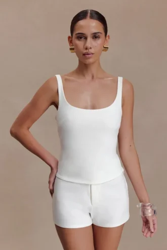 Blanca Stretch Crepe Cami Top – White