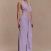 Bonnie Slinky And Lace Maxi Dress – Lilac Bonnie Slinky And Lace Maxi Dress – Lilac