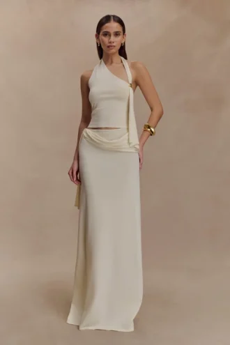 Bowie Low Rise Knit Maxi Skirt – Ivory