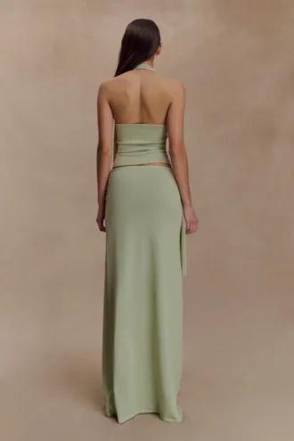 Bowie Low Rise Knit Maxi Skirt – Pastel Green