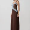 Bray Knit & Lace Maxi Dress – Chocolate/Blue Bray Knit & Lace Maxi Dress – Chocolate/Blue