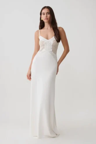 Bray Knit & Lace Maxi Dress – Ivory