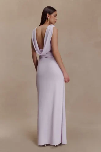 Bridget Slinky Maxi Skirt With Hardware – Dusty Lilac