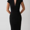 Briella V Neck Suiting Maxi Dress – Black Briella V Neck Suiting Maxi Dress – Black