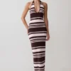 Brienne Stripe Midi Dress – Pink/Chocolate Brienne Stripe Midi Dress – Pink/Chocolate