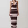 Brienne Stripe Midi Dress – Pink/Chocolate Brienne Stripe Midi Dress – Pink/Chocolate