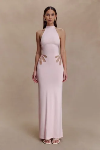 Brock Knit Halter Maxi Dress – Baby Pink