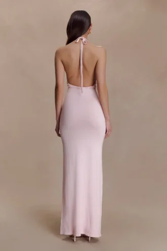 Brock Knit Halter Maxi Dress – Baby Pink