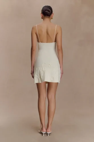 Brullo Embroidery Knit Mini Dress – Ivory