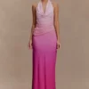 Bruna Slinky Fishtail Maxi Skirt – Ombre Pink Bruna Slinky Fishtail Maxi Skirt – Ombre Pink