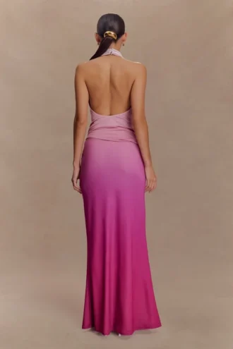 Bruna Slinky Fishtail Maxi Skirt – Ombre Pink