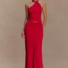 Bruna Slinky Fishtail Maxi Skirt – Red