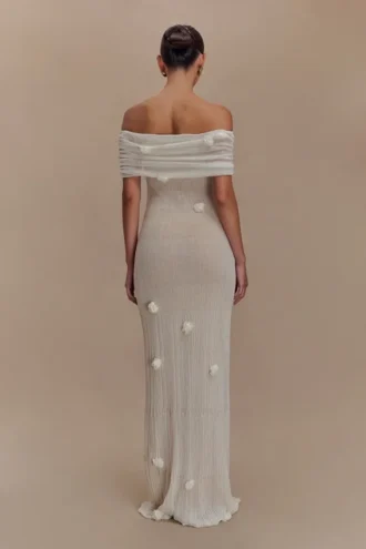 Brynn Orchid Knit Maxi Dress – Ivory