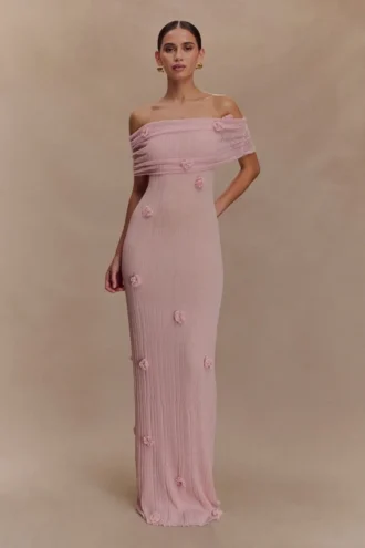 Brynn Orchid Knit Maxi Dress – Pastel Pink