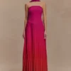Caira Chiffon Scarf Maxi Dress – Ombre Dark Pink Caira Chiffon Scarf Maxi Dress – Ombre Dark Pink
