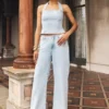 Caitlin Mid Rise Denim Jeans – Light Blue