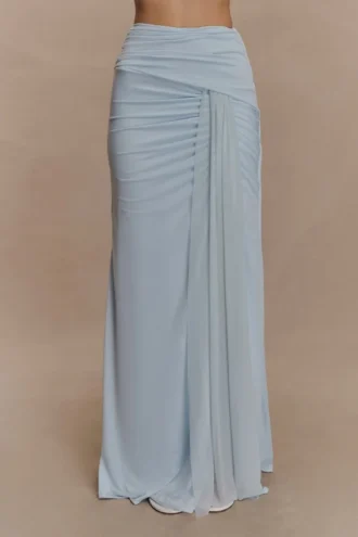 Calandra Slinky Maxi Skirt – Pale Blue