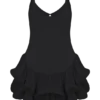 Calantha Ruffle Mesh Mini Dress – Black Calantha Ruffle Mesh Mini Dress – Black