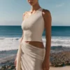 Cali Drape Skirt Knit Mini Dress – Ivory Cali Drape Skirt Knit Mini Dress – Ivory