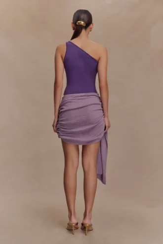 Cali Drape Skirt Knit Mini Dress – Purple